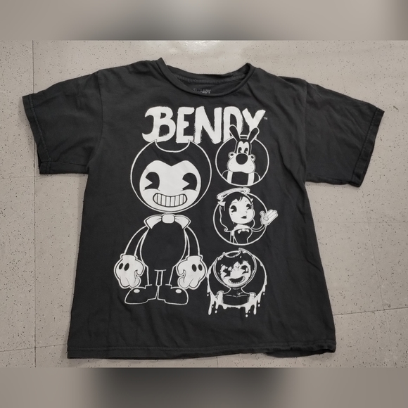 Bendy Kids' Premium Anime Graphic T-Shirt Bendy Trio Circles Logo Black & White - Picture 2 of 11